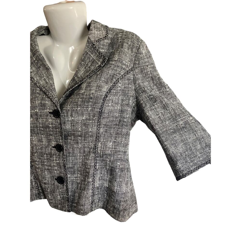 White House Black Market Womens Gray 3/4 Sleeve 3-Button Linen Blend Blazer SZ 8 - Picture 5 of 10